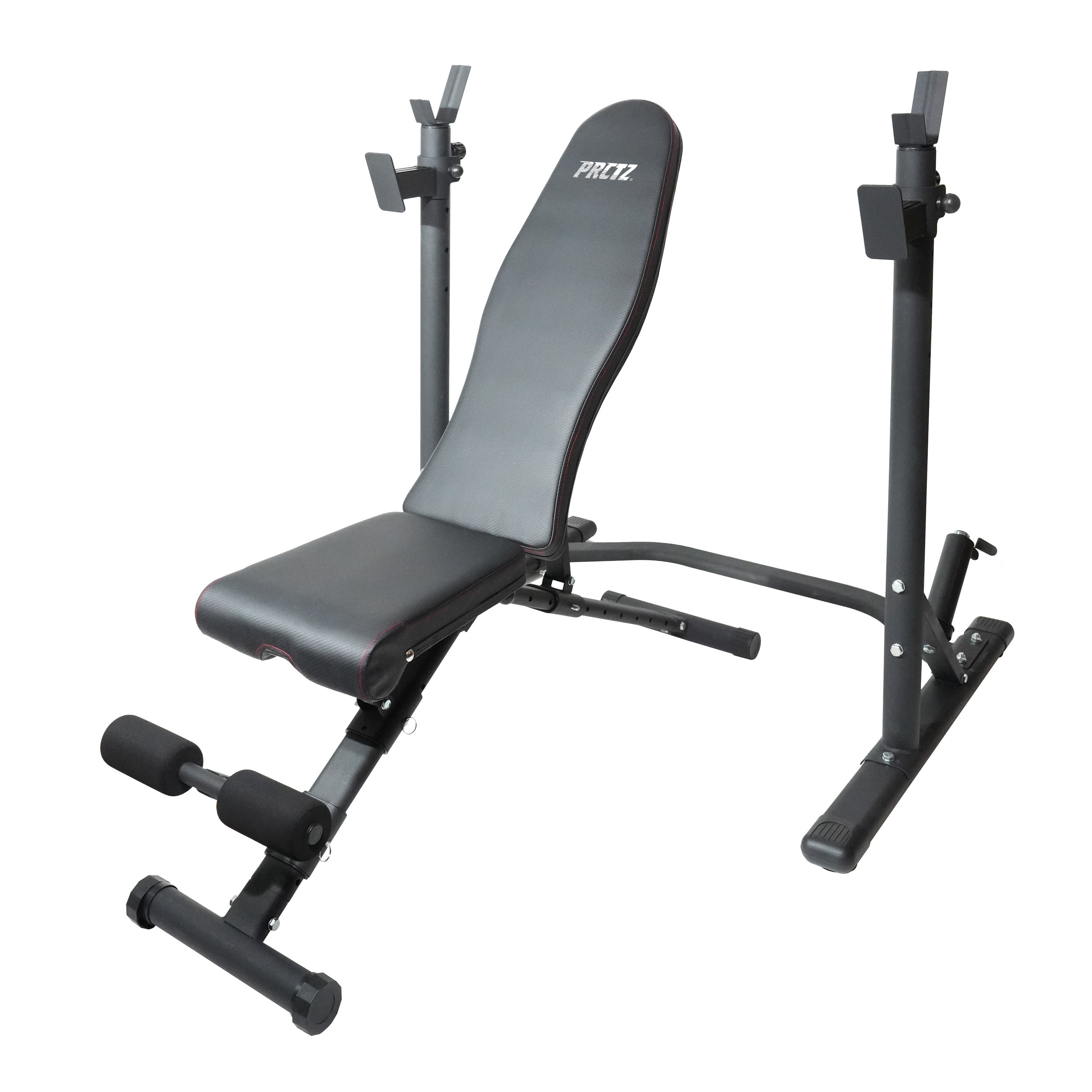 PRCTZ Two Piece Olympic Weight Bench with Squat Rack Foldable FID Ben