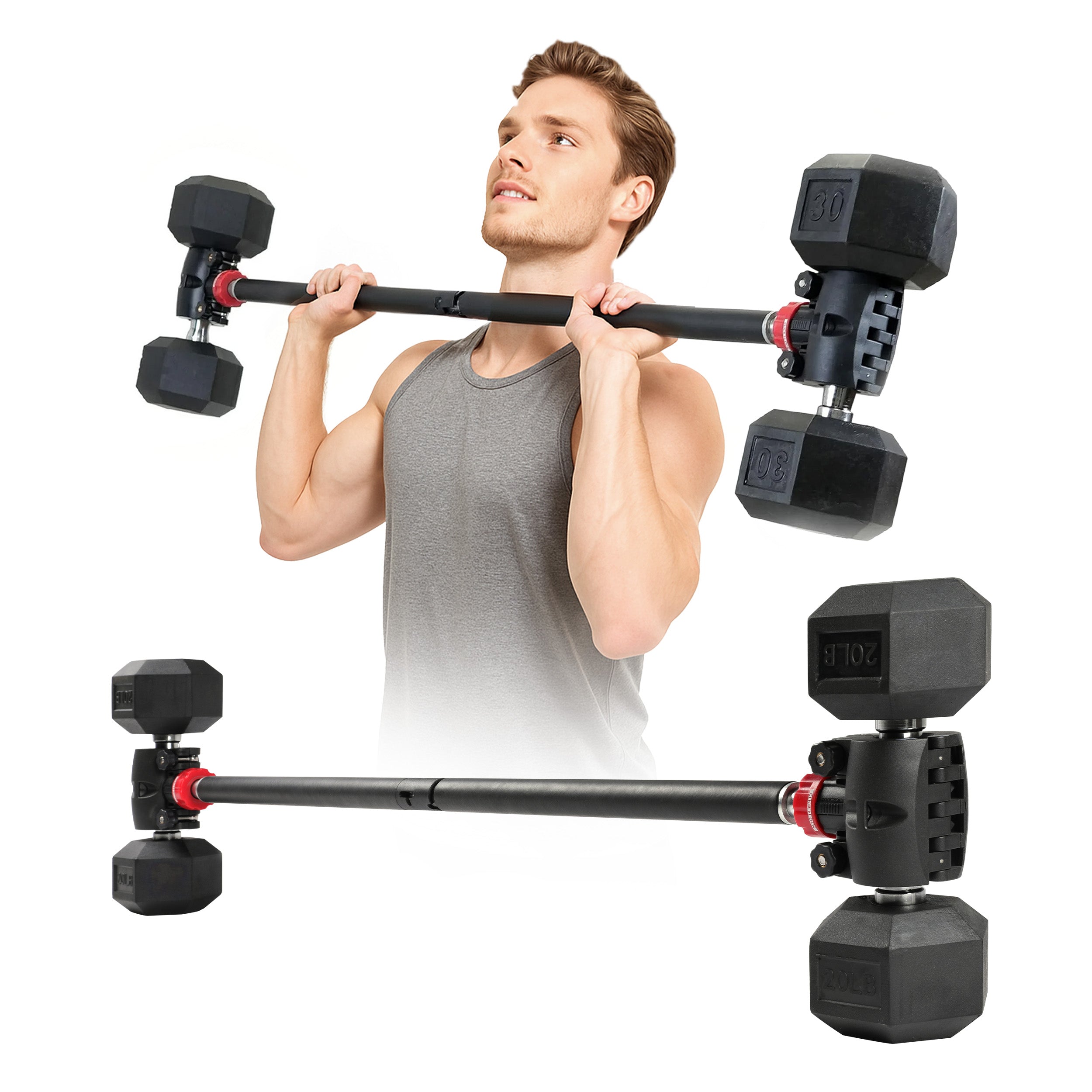 PRCTZ Training Modular Barbell - Home Fitness Dumbbell to Barbell Converter