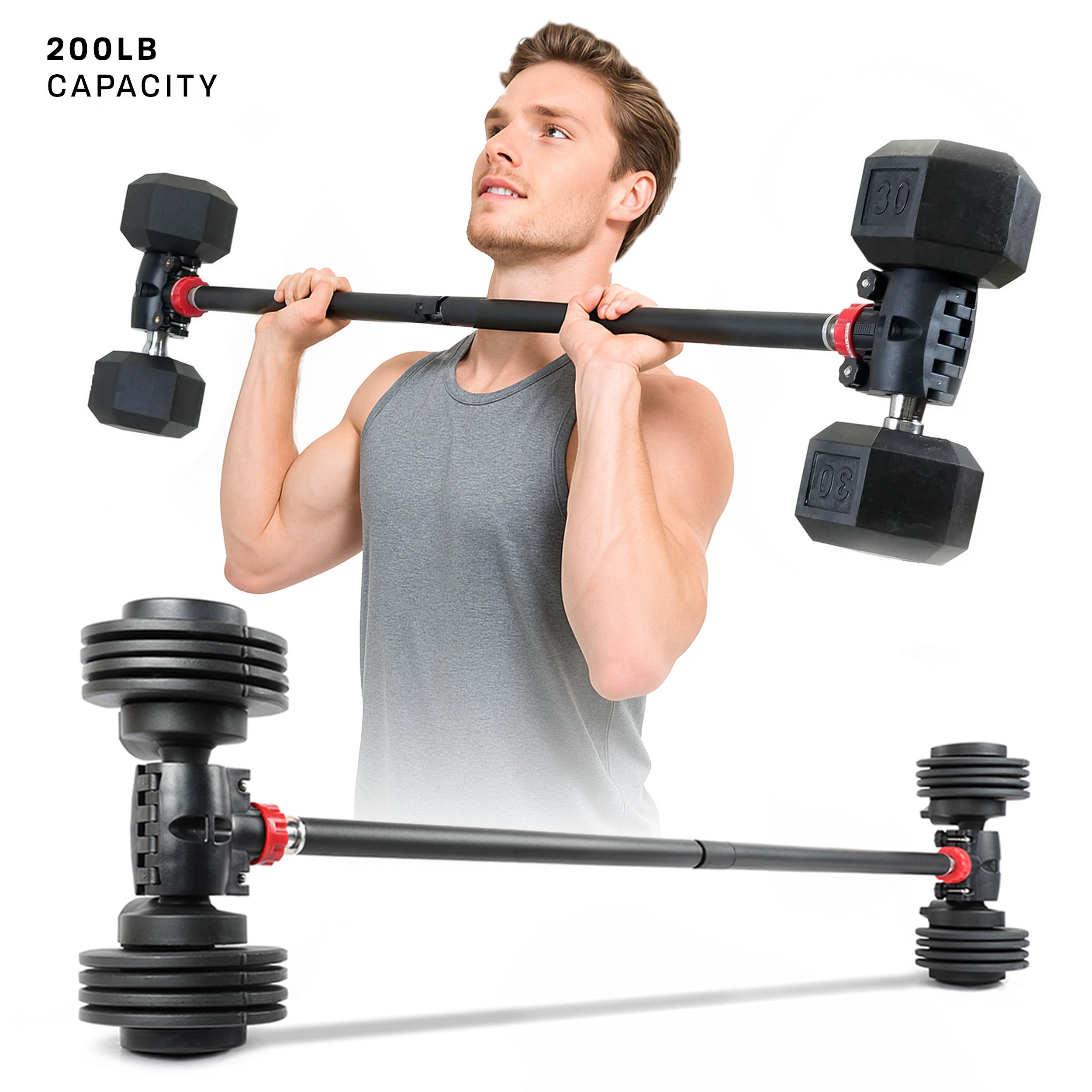 PRCTZ Training Modular Barbell - Home Fitness Dumbbell to Barbell Converter