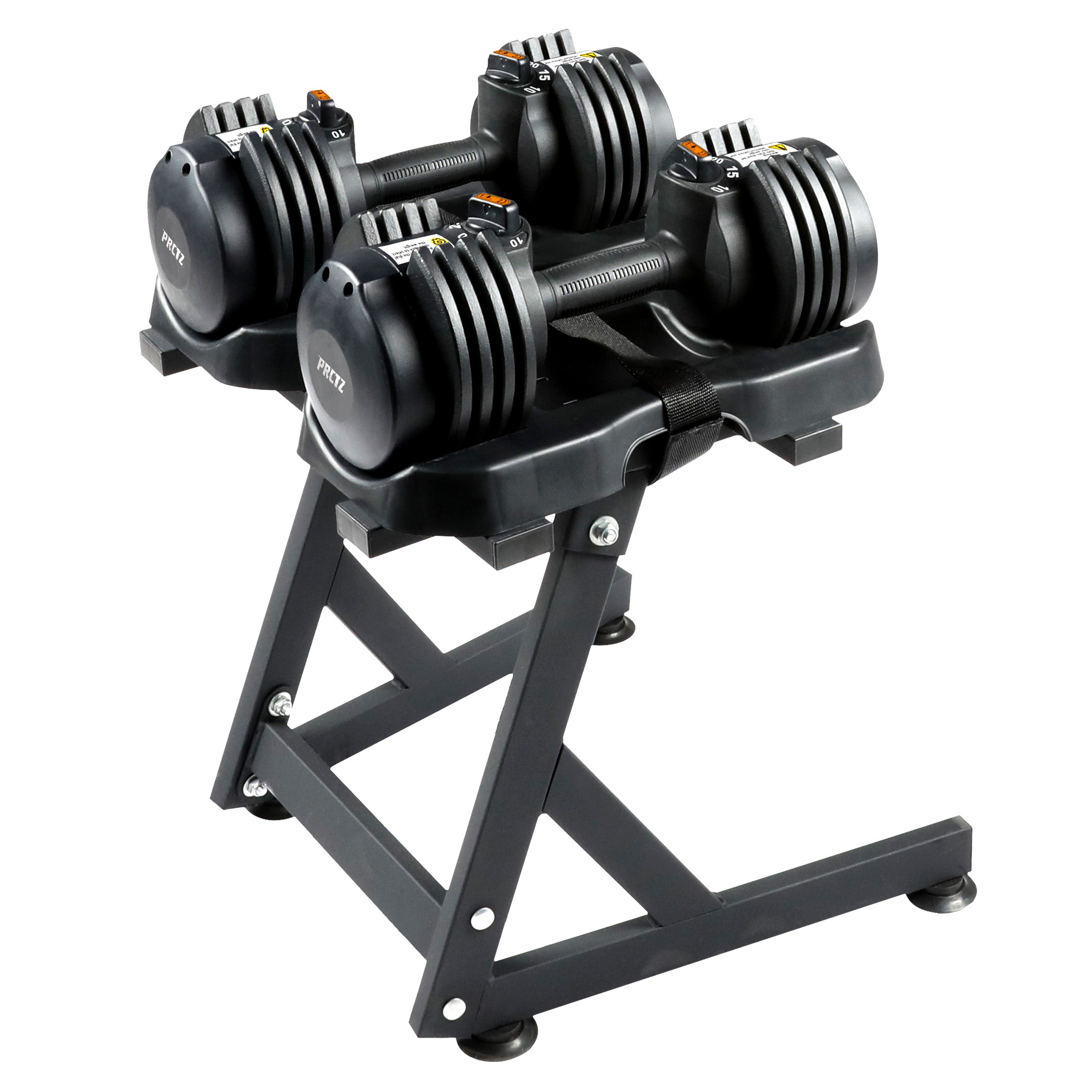 PRCTZ 10 30lb Quick Select Adjustable Dumbbell Pair with Dumbbell Sta