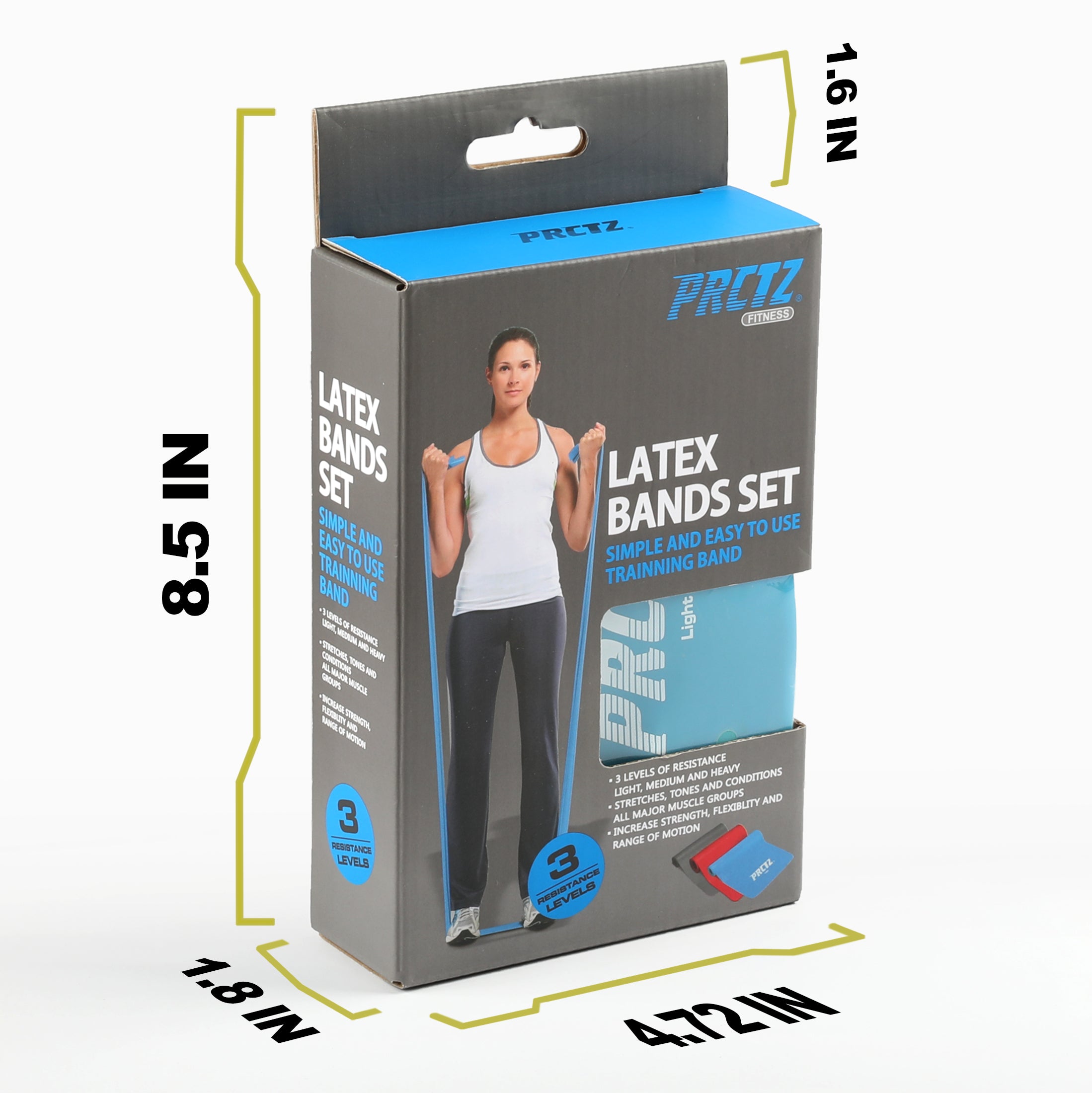 PRCTZ Latex Resistance Stretch Band Set 3 Pack